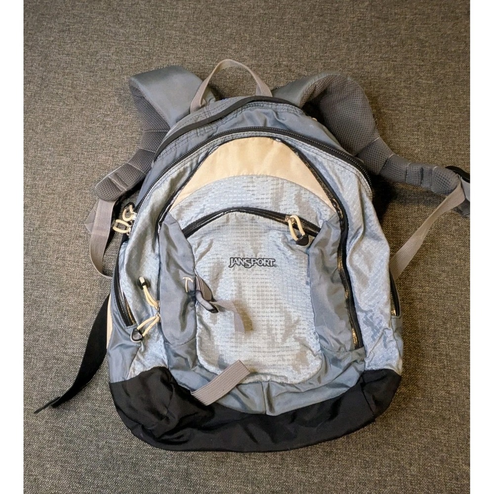 Vintage Jansport Airlift Nova Backpack Blue Retro Hiking Bag Multiple Pockets